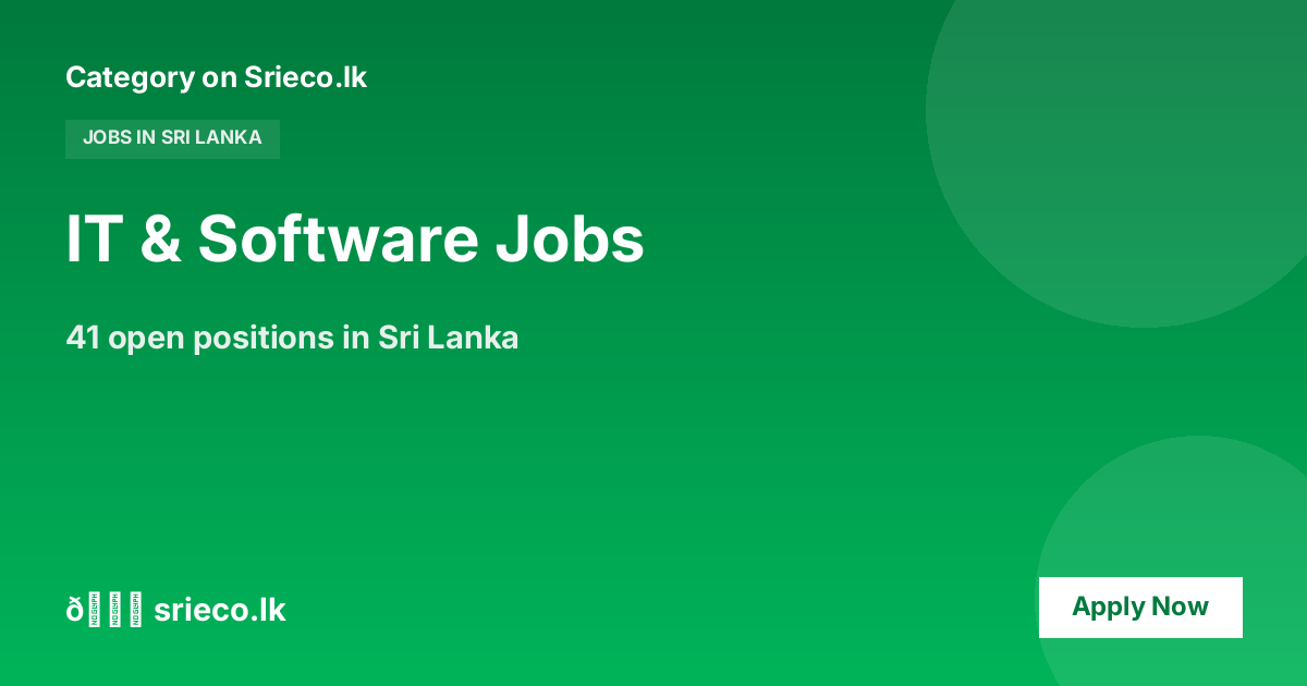 IT & Software Jobs in Sri Lanka — 41 Openings | Srieco.lk