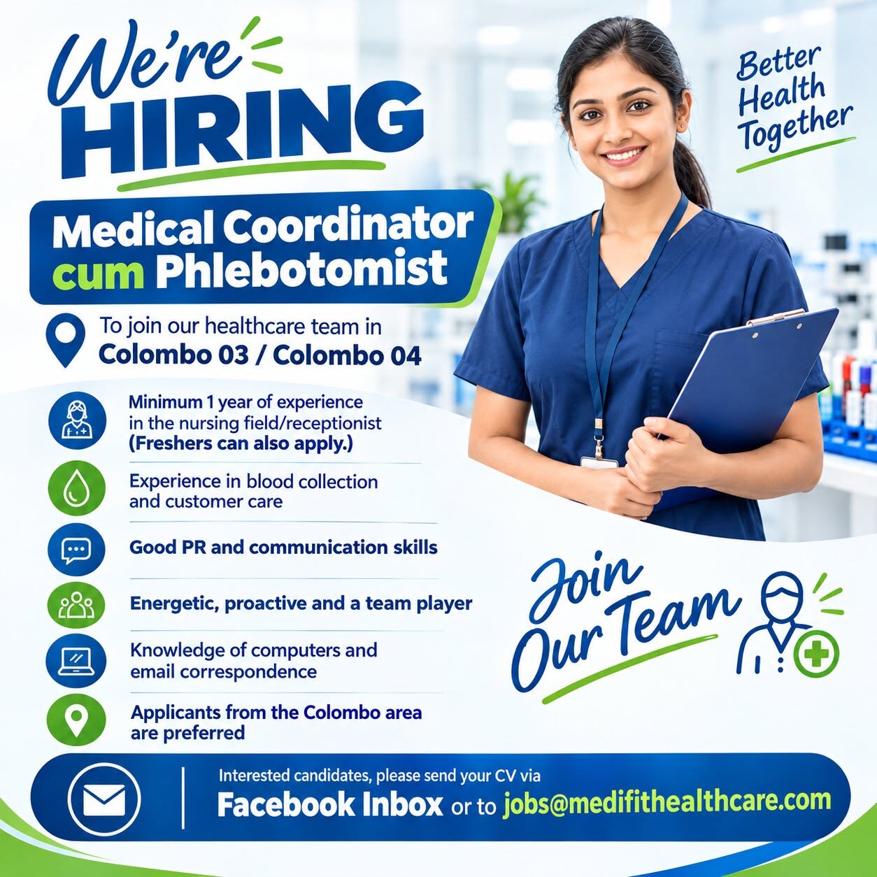 Medical Coordinator cum Phlebotomist